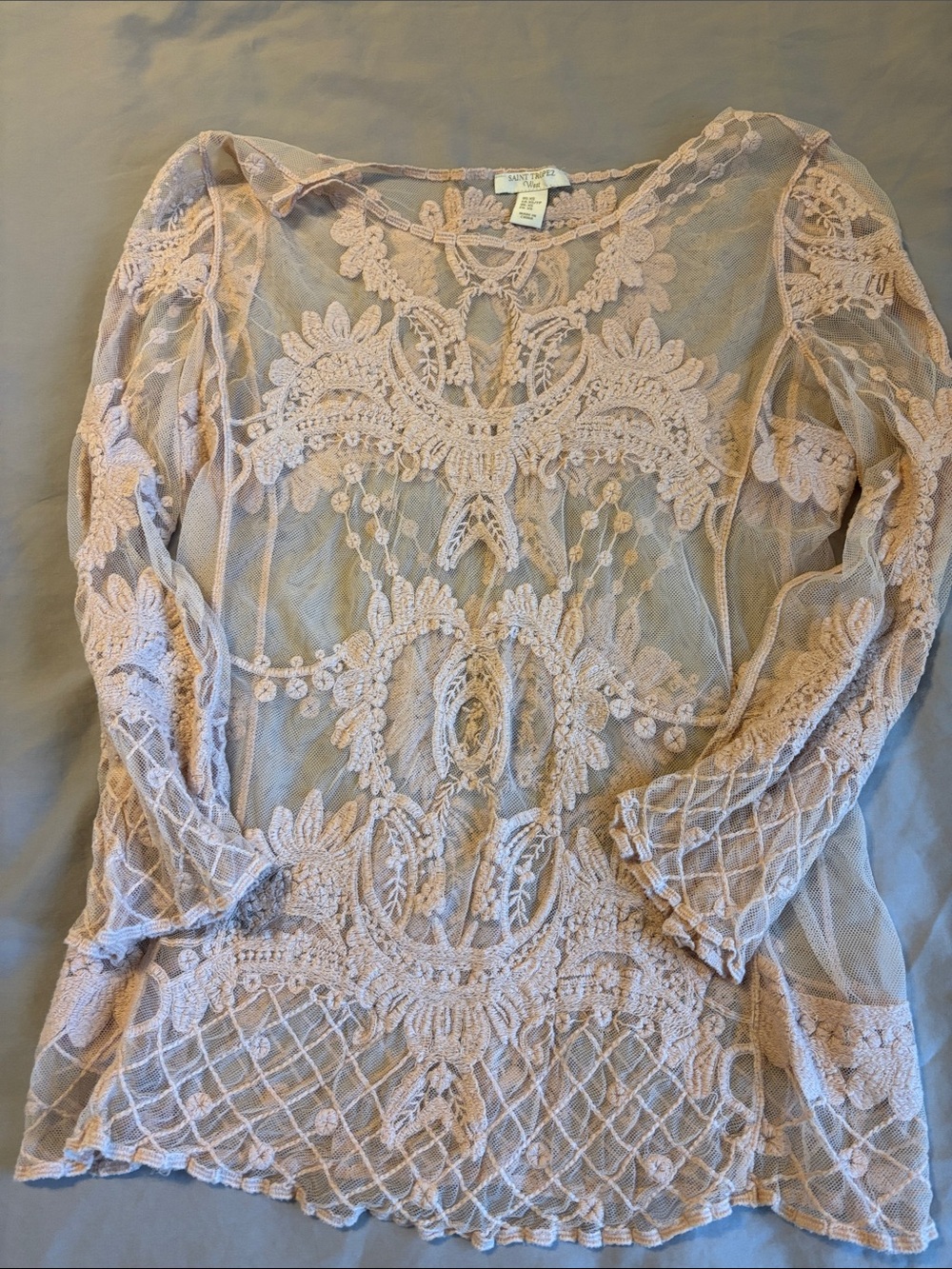 Saint Tropez West Delicate Lace Overlay Top in Blush